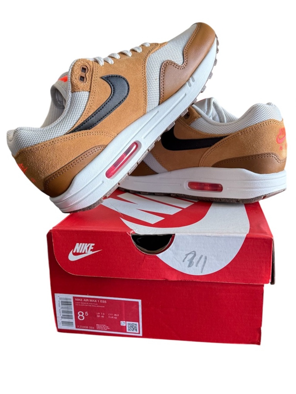 AIR MAX 1 - MENS 8.5/WOMANS 10 "ESSENTIAL FLAX BRITISH TAN”